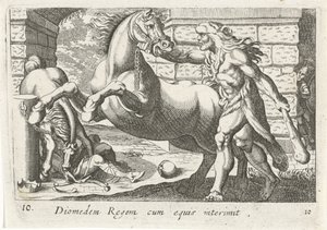 Hercules temt de paarden van Diomedes Diomedes the King med hästar (titel på objekt) Herculische teman (serietitel)