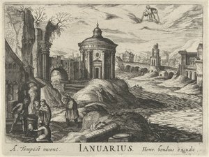 januari Ianuarius (titel på objekt) Tolv månader (serietitel) av Simon Frisius