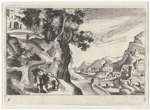 Landschap träffade Juda en Tamar Sydeuropeiskt landskap (serietitel) Topografi för olika regioner (serietitel) av Simon Frisius