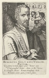 Porträtt av Hubert Goltzius av Simon Frisius