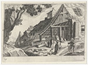 Stadsvy med de tre kungarnas tillbedjan av Simon Frisius