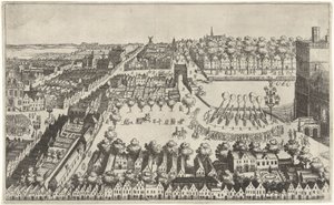 Glädjebål i Haag efter tillkännagivandet av vapenvilan, 1609