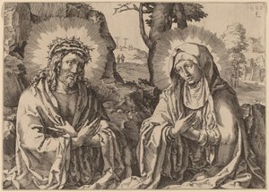 Frälsaren och Jungfrun av Simon Frisius after Lucas van Leyden