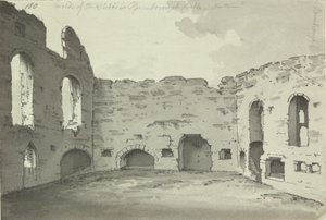 Bamburgh Castle, köksruiner, Lägg till. 15542, f.180, c.1780 (penna- och bläcktvätt på papper) av Simon H. Grimm