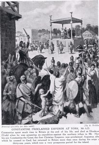 Konstantin utropade till kejsare i York, 306 A.D., illustration från 