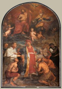 Sockenkyrka (Sint-Walburgakerk). Målning, triptyk. Simon De Pape (?). Inlösen av de kristna slavarna till turken.