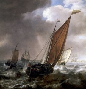 Nederländskt litet transportfartyg av Simon Jacobsz. Vlieger