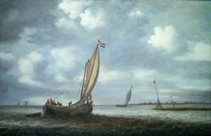 Ships in a Estuary (olja på duk)