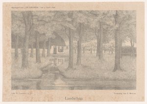 Gård bland träd Landskap (titel på objekt)