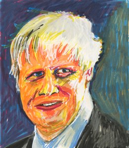 Boris Johnson, 2019 (bläck- och akrylfärgspennor på papper) av Simon Neville