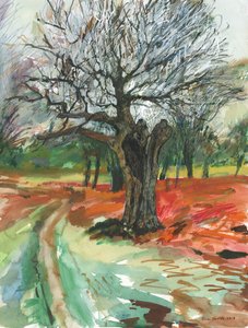 Old tree, Richmond Park, 2019 (akvarellpenna och akrylfärgsmarkör på papper) av Simon Neville