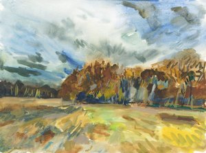 Richmond Park, 2018 (akvarell på papper) av Simon Neville