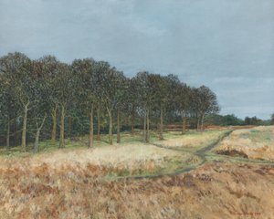 Woodland, Richmond Park, 2019 (olja på duk) av Simon Neville