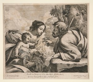 Helig familj med en fågel av Simon Vouet