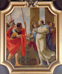 Polydamne ger Menelaus och Helen medicinerna Enula Campana och Moly av Simon Vouet