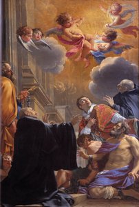 Saint Merry (eller Saint Mederic), Eveque de Paris (600-talet) befriar fångarna Målning av Simon Vouet (1590-1649) 1640 Church Saint Merri (Merry), Paris av Simon Vouet