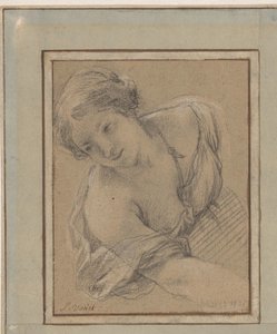 Studie av en böjd ung kvinna av Simon Vouet