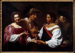 Spåkvinnan Målning av Simon Vouet (1590-1649) 1620 Sön. 1,2x1,7 m Ottawa, National Gallery of Art av Simon Vouet