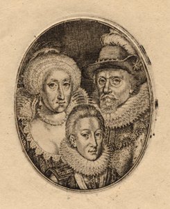 Anne av Danmark; kung Karl I prins av Wales; kung Jakob I av England och VI av Skottland av Simon De Passe (2)