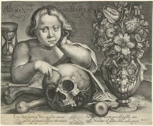 Barn med skalle (Vanitas) Memento Mori (titel på objekt)