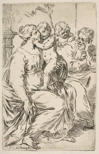 Helig familj med Johannes Döparen, ca. 1640-1642. av Simone Cantarini
