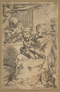 Helig familj med radband, ca. 1640-1642. av Simone Cantarini
