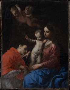 Madonnan med barnet, dyrkad av Sankt Carlo Borromeo av Simone Cantarini