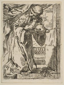 Sankt Antonius av Padua som håller Kristusbarnet, ca 1635-1636. av Simone Cantarini