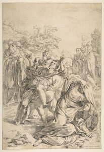 Saint Benedict driver ut en demon, ca. 1637-1639. av Simone Cantarini