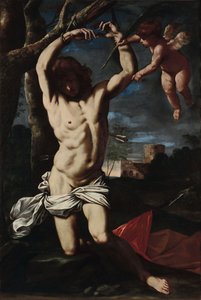 Sankt Sebastian och en ängel av Simone Cantarini