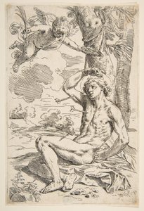 Saint Sebastian genomborrad med pilar och bunden till ett träd, ca. 1639.
