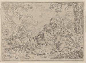 Den heliga familjen av Simone Cantarini