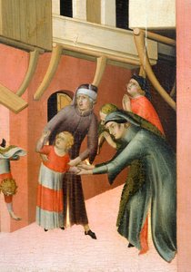 Altartavla med titeln Blessed Agostino Novello och berättelser om hans liv, av Simone Martini (1283-1344), olja på duk, 200x256 cm, detalj, ca 1330 av Simone Martini