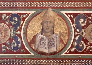 Maesta: St. Gregory, detalj från ramen, 1315 freskdetalj av 51591 av Simone Martini