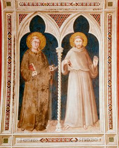 Sankt Antonius av Padua och Sankt Franciskus av Assisi Fresco av Simone Martini (ca 1284-1344) Dim 215x185 cm Assisi, Basilica of San Francesco, Nedre kyrkan Italien av Simone Martini