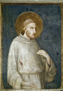 Saint Francis of Assisi, detalj av Fem helgon - Fresk av Simone Martini (ca 1284-1344) av Simone Martini