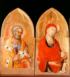 Sankt Peter och Sankta Maria Magdalena. Polyptyk av Orvieto (tempera och guld på panel av Simone Martini