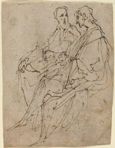 Två sittande mansfigurer av Sir Anthony van Dyck