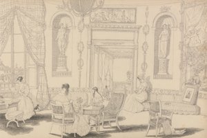 Album med 30 visningar i Tyrolen och Italien: Circular Boudoir in Casino Pecori 10 oktober 1841