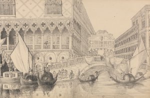 Album med 30 vyer i Tyrolen och Italien: Suckarnas bron och en del av Dogepalatset 10 november 1840