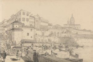 Album med 30 vyer i Tyrolen och Italien: Vy över Casino Pecori på lungan Arno, Sir Charles D