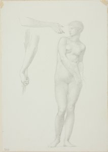 Stående kvinnlig naken och skisser av vapen av Sir Edward Burne Jones