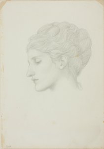Kvinnohuvud i profil till vänster av Sir Edward Burne Jones