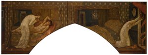 Cupid och Psyche - Palace Green Murals - Psyche som håller lampan blickar i ansiktet på..., 1881.