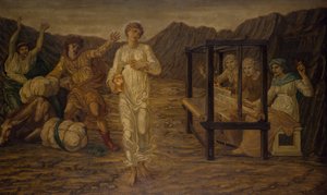 Cupid och Psyche - Palace Green Murals - Psyche satt av Venus the Task, 1881. av Sir Edward Coley Burne Jones