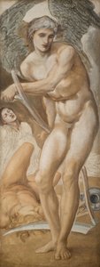 Troja Triptych - Study of Oblivion conquering Fame, 1875. av Sir Edward Coley Burne Jones
