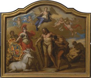 Allegory of the Power of Great Britain by Land, design för en dekorativ panel för George I:s ceremoniella tränare