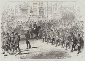 Revolutionen i Spanien, General Prim granskar trupperna i Madrid av Sir John Charles Robinson
