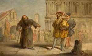 Scen från Shakespeares The Merchant of Venice, 1865. av Sir John Gilbert