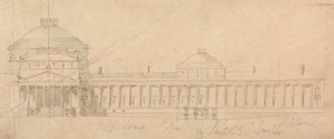 Skiss av en halvfasad för ett kungligt palats, Hyde Park, London av Sir John Soane